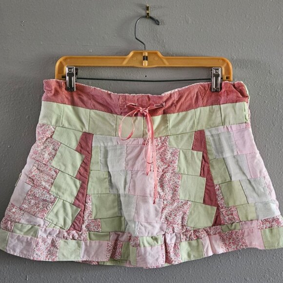 Patchwork hippie festival skirt w/ hidden stash pocket: Handmade, size small - Picture 1 of 6